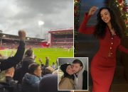 Maya Jama Cheers Ruben Dias from Man City Away End